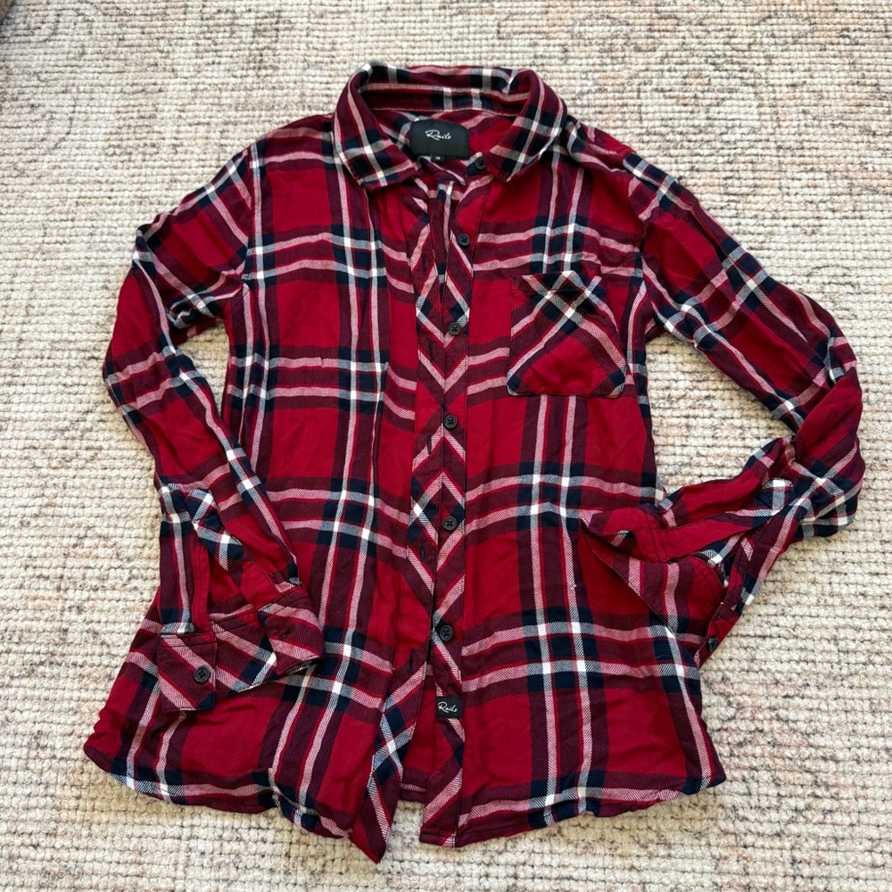 Rails XS top Red Plaid Button-Up Shirt